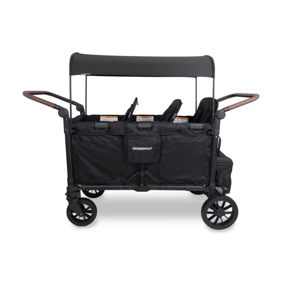 WonderFold W6 Pro (6 Seater) Stroller Wagon - Jet Black