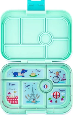 Yumbox Original Leakproof Bento Lunchbox, 6 Compartment - Serene Aqua / Paris Tray