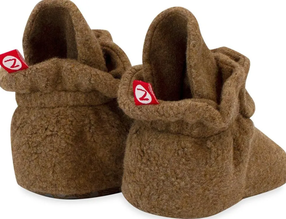 Zutano Cozie Fleece Baby Bootie - Heather Mocha, 6m