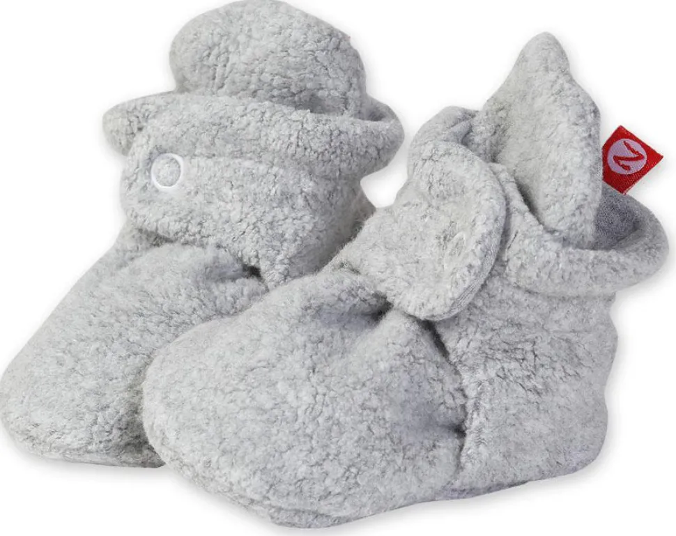 Zutano Cozie Fleece Baby Bootie - Heather Gray, 3m