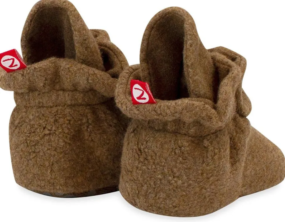Zutano Cozie Fleece Gripper Baby Bootie - Heather Mocha, 12m