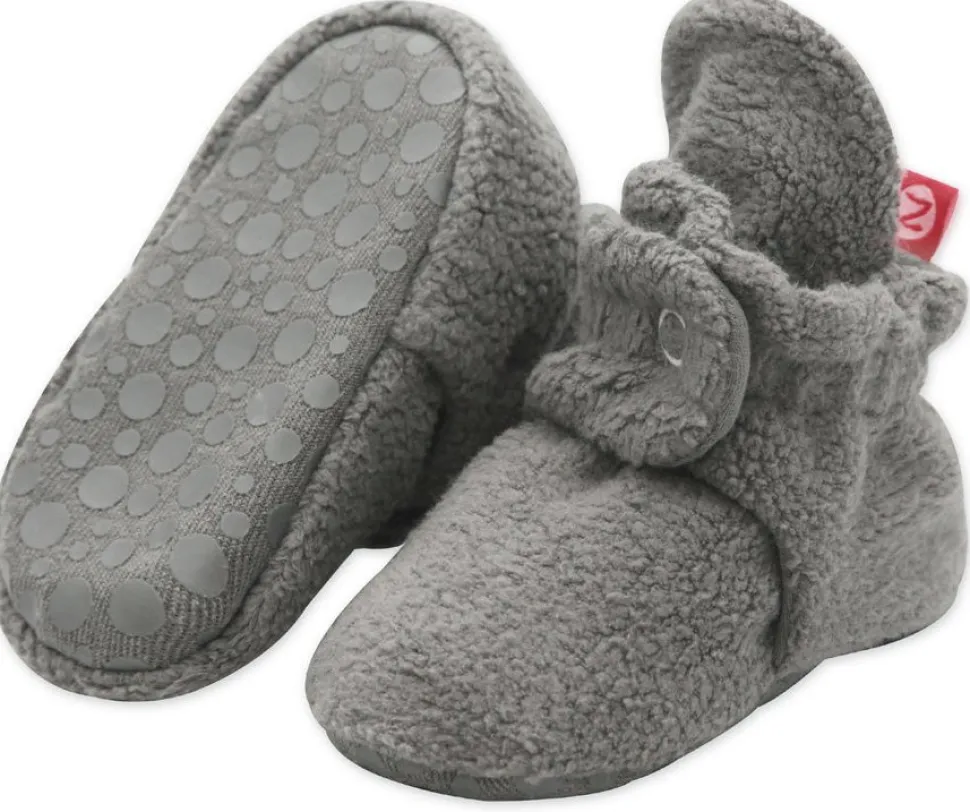 Zutano Cozie Fleece Gripper Baby Bootie - Gray, 12m