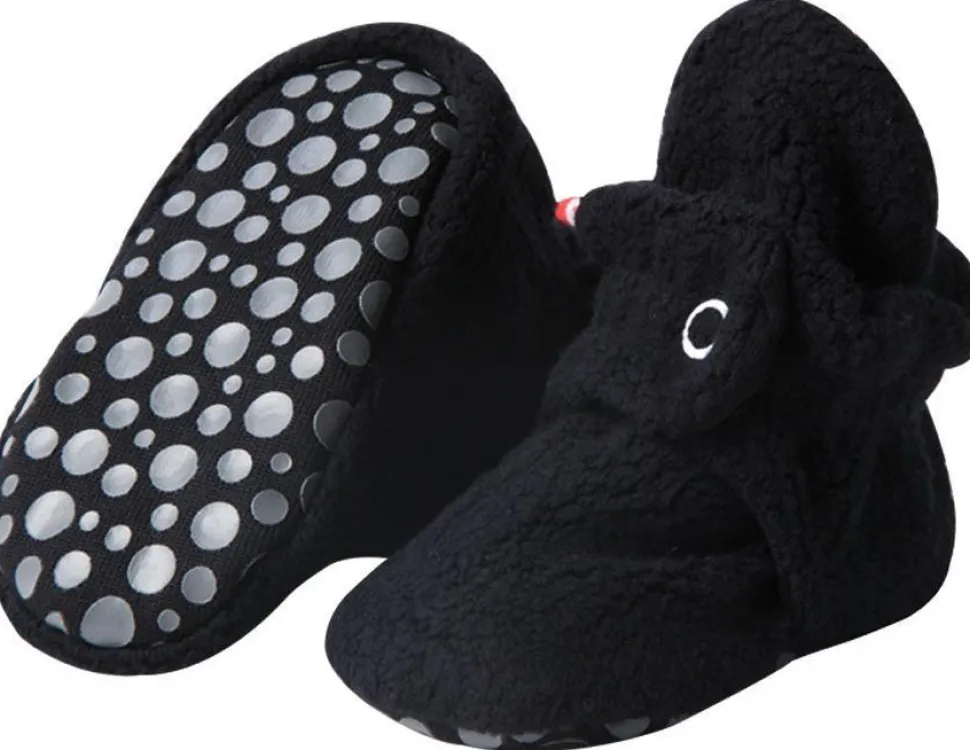 Zutano Cozie Fleece Gripper Baby Bootie - Black, 12m