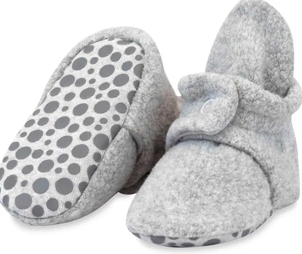 Zutano Cozie Fleece Gripper Baby Bootie - Heather Gray, 18m