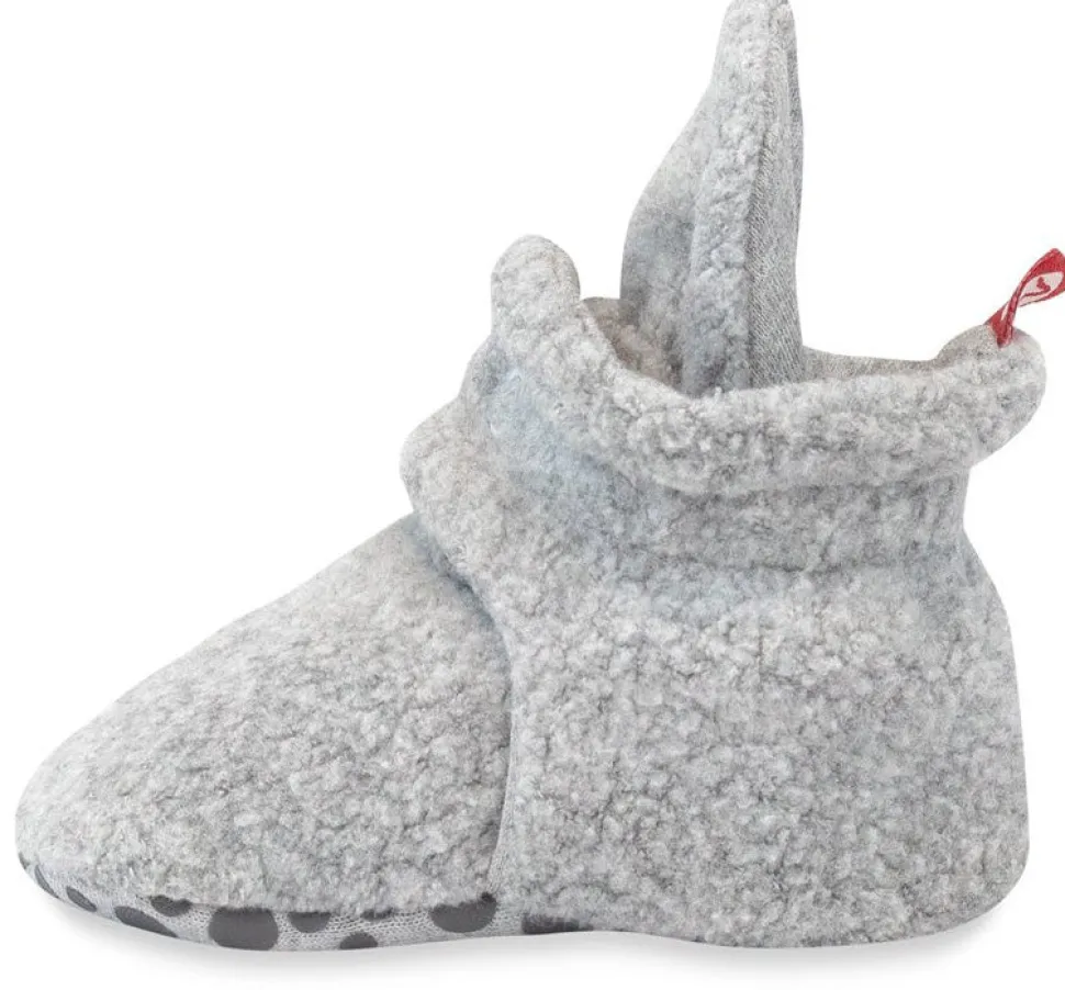 Zutano Cozie Fleece Gripper Baby Bootie - Heather Gray, 18m
