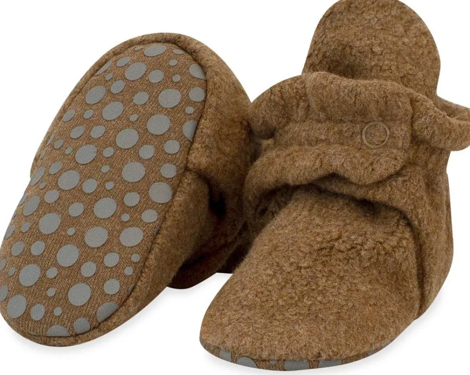 Zutano Cozie Fleece Gripper Baby Bootie - Heather Mocha, 18m