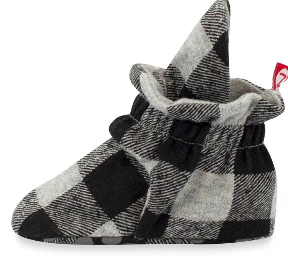 Zutano Organic Cotton Gripper Baby Bootie - Buffalo Check, 3m