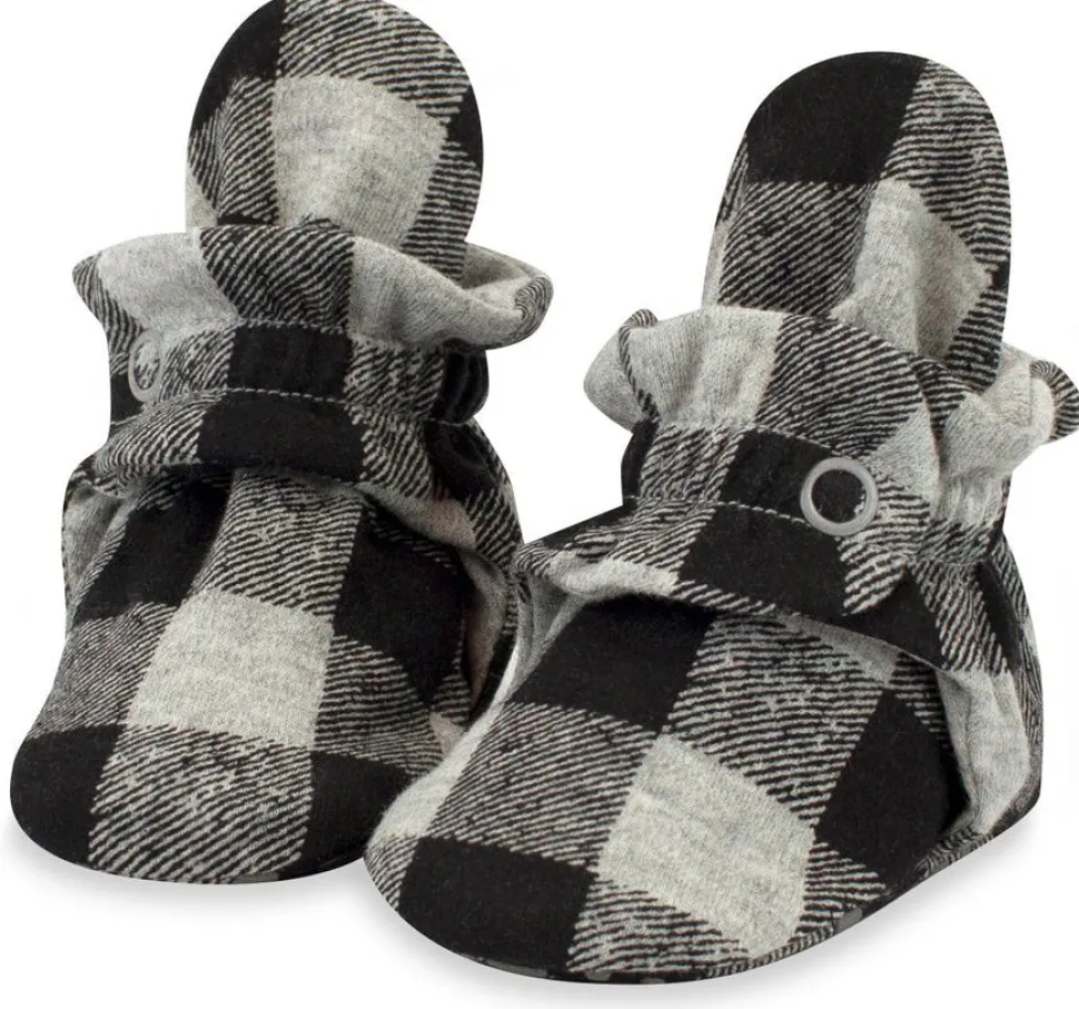 Zutano Organic Cotton Gripper Baby Bootie - Buffalo Check, 3m
