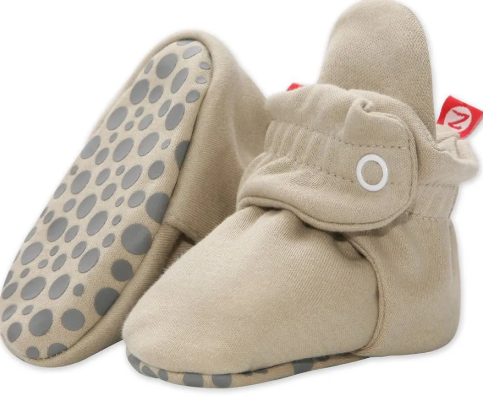 Zutano Organic Cotton Gripper Baby Bootie - Khaki, 6m