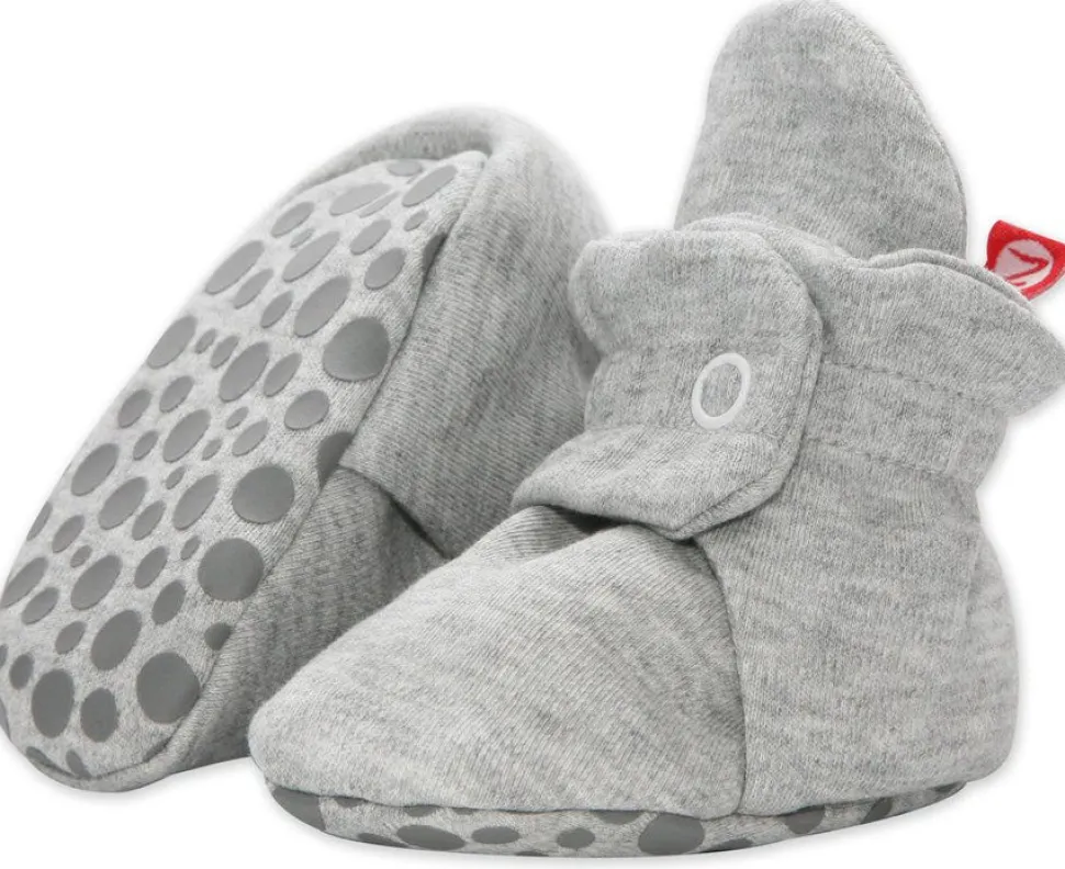 Zutano Organic Cotton Gripper Baby Bootie - Heather Gray, 6m