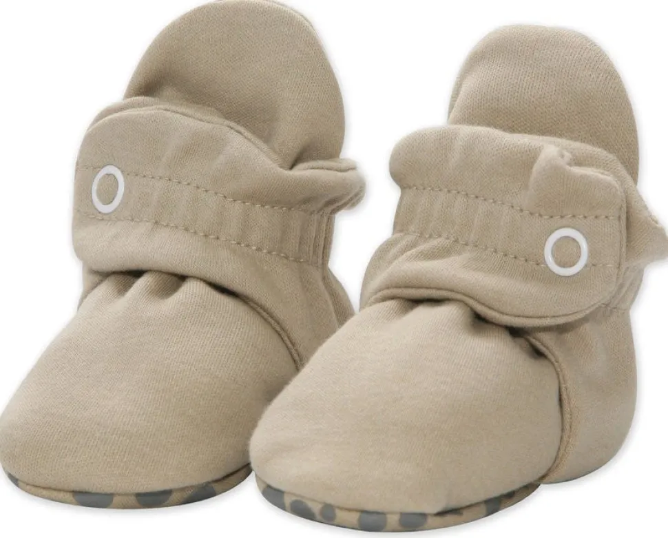 Zutano Organic Cotton Gripper Baby Bootie - Khaki, 3m