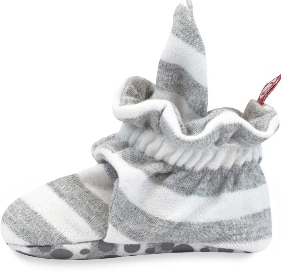 Zutano Organic Cotton Gripper Baby Bootie - Heather Stripe, 12m