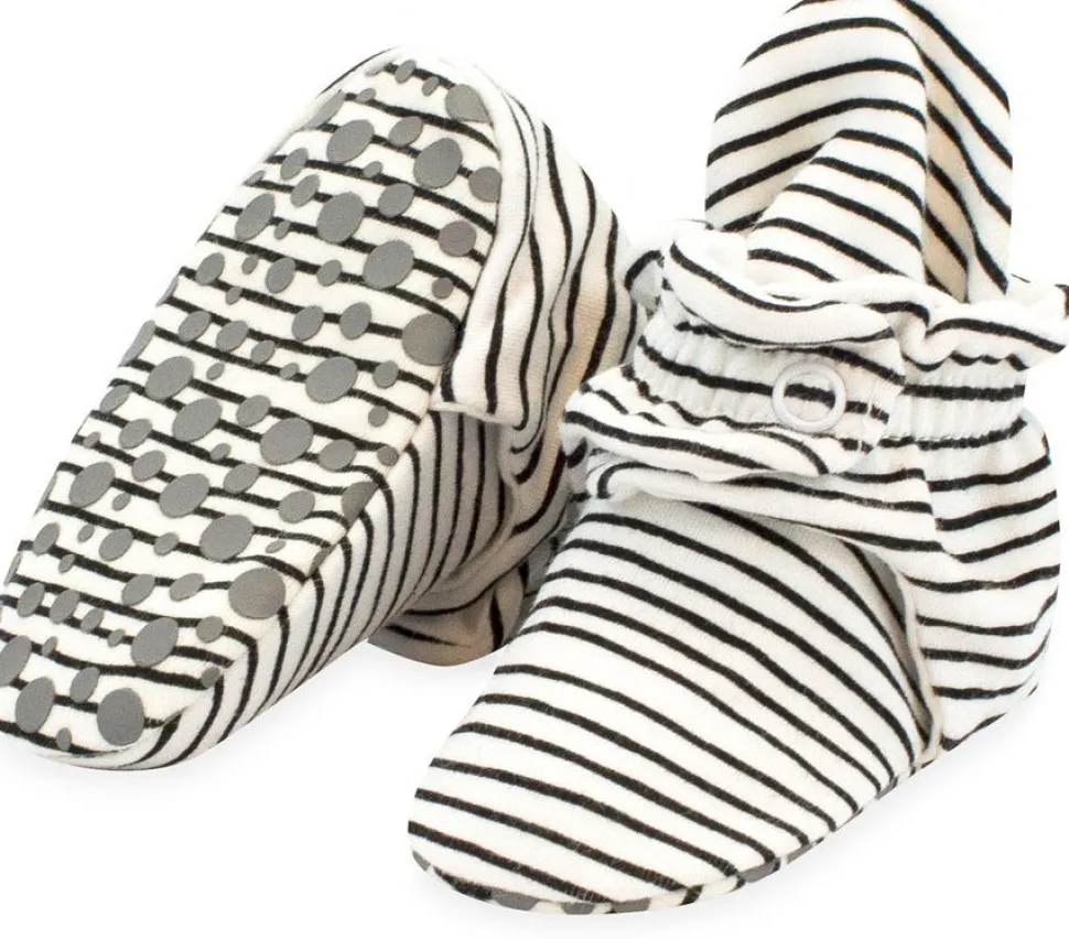 Zutano Organic Cotton Gripper Baby Bootie - Pencil Stripe, 6m