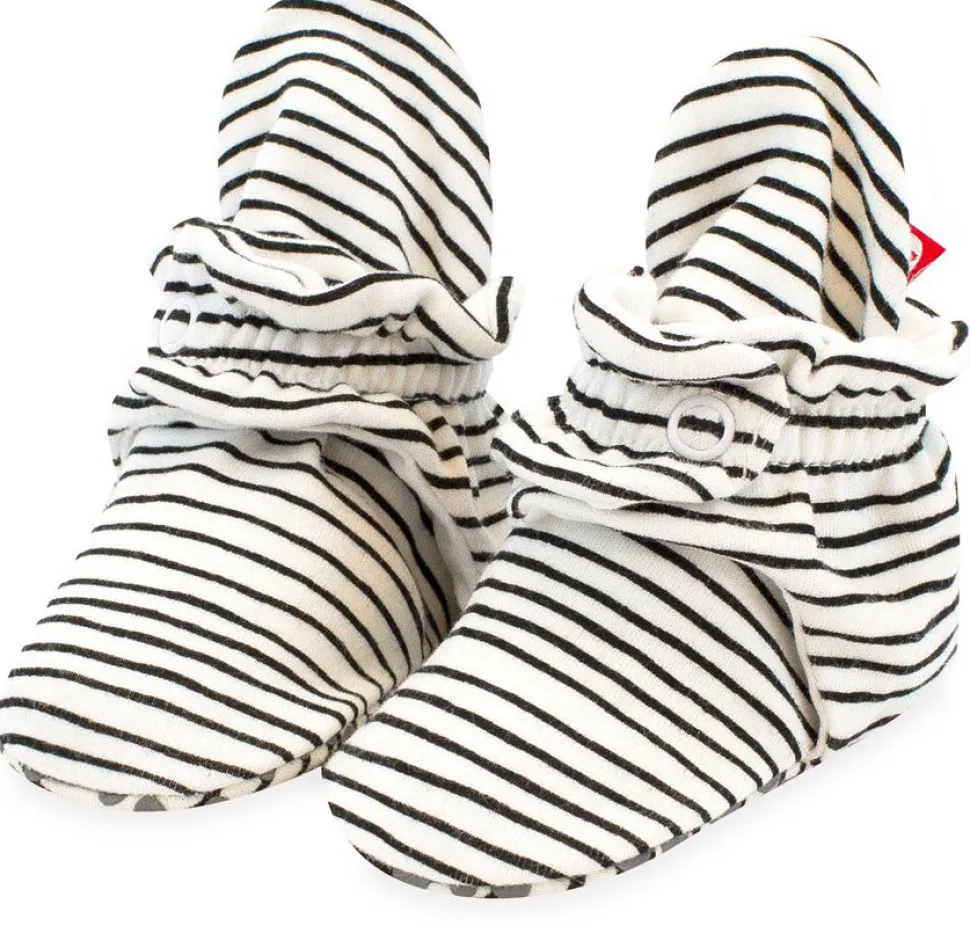 Zutano Organic Cotton Gripper Baby Bootie - Pencil Stripe, 12m