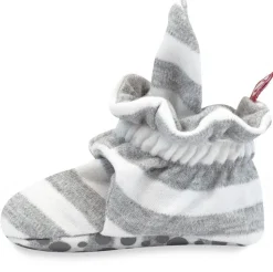 Zutano Organic Cotton Gripper Baby Bootie - Heather Stripe, 6m
