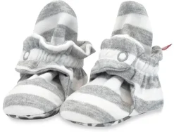 Zutano Organic Cotton Gripper Baby Bootie - Heather Stripe, 3m