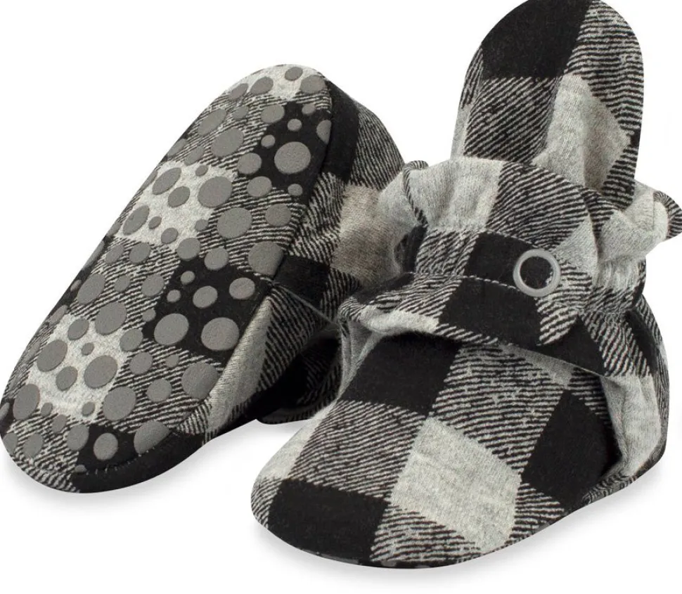 Zutano Organic Cotton Gripper Baby Bootie - Buffalo Check, 12m