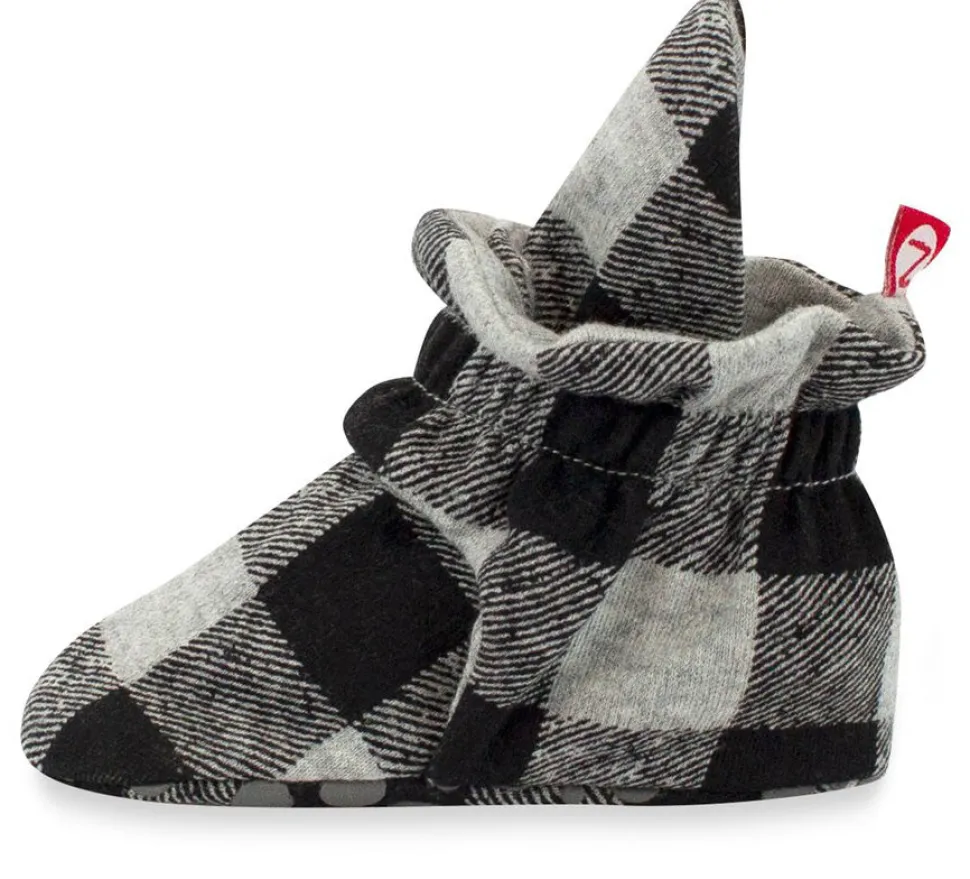 Zutano Organic Cotton Gripper Baby Bootie - Buffalo Check, 12m