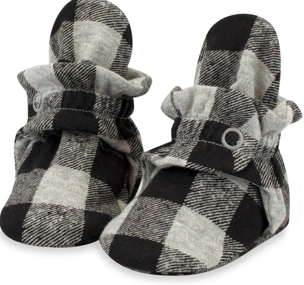 Zutano Organic Cotton Gripper Baby Bootie - Buffalo Check, 12m